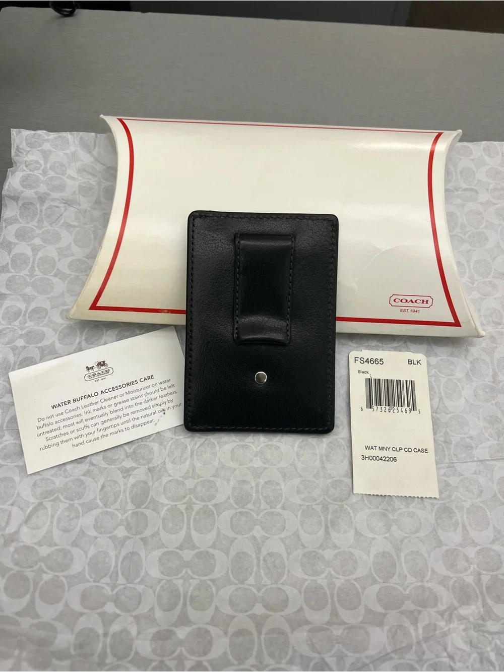 Coach Black Leather Card Holder with Subtle Embossed Logo